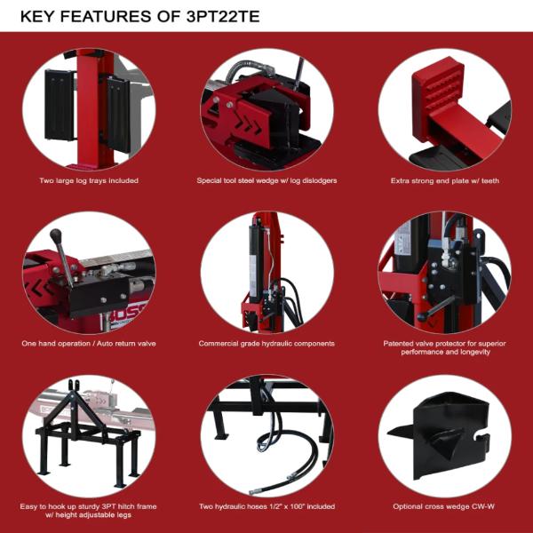Boss Industrial 22 Ton 3-Point Splitter-3PT22TE-Wood Splitter Outlet